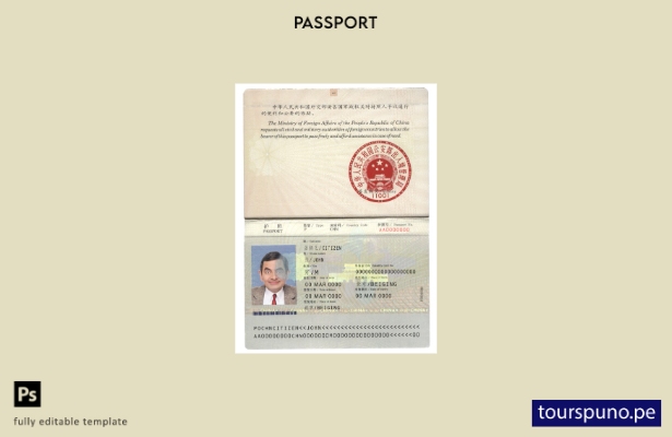 Listo para imprimir la plantilla de pasaporte de China ()
